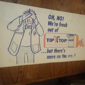 Vtg Tip Top Bread Plastic Grocery Store Shelf Liner Advertising Sign 27" x 13.5"