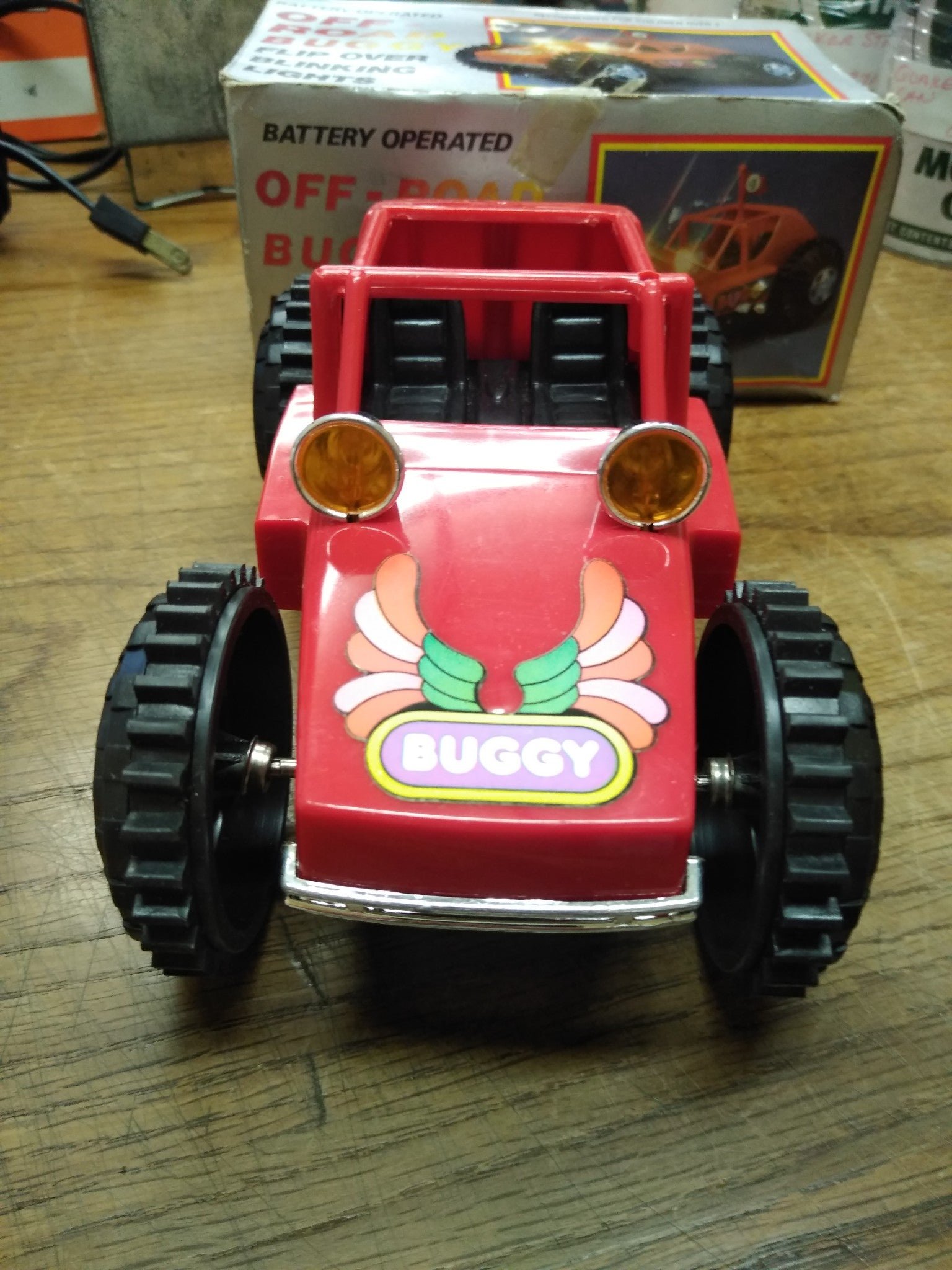 Vtg Off Road Buggy Flip Over Blinking Lights Battery Operated Red Dune Buggy Toy