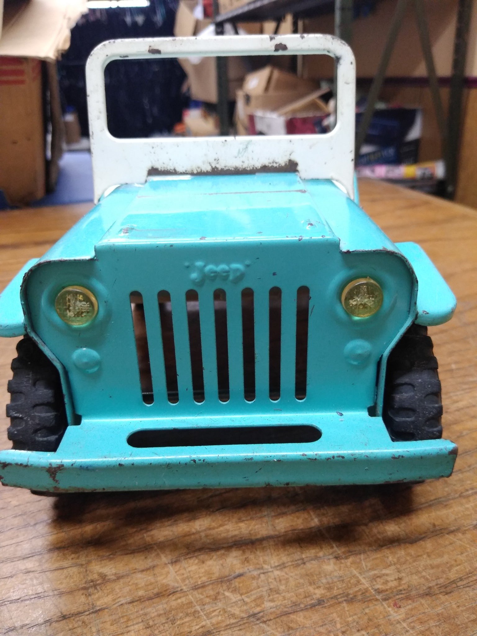 img20210827151818164.jpg Vtg TONKA JEEP Runabout Dispatcher Light Blue Pressed Steel Trailer Hitch 1960's