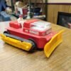 Vtg Cragstan Bulldozer w/Driver Operator Battery Operated Rubber Tracks Plastic