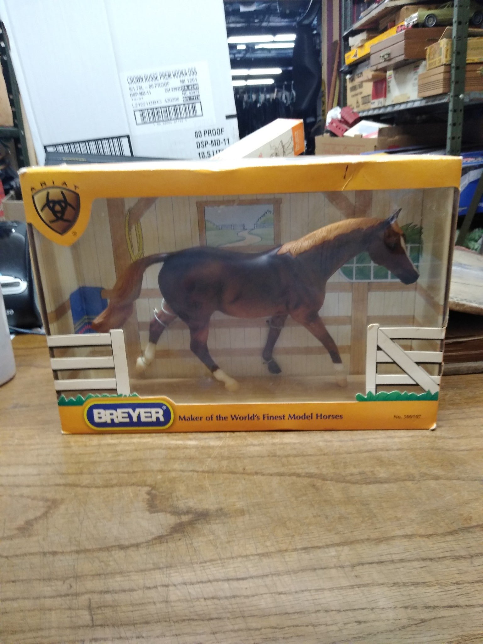 img20210928134336021.jpg Vtg NOS Sealed Box BREYER Ariat Chestnut Warmblood #500107 Quarter Horse