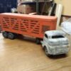Vtg 1950's Structo Cattle Farms Inc Semi Truck Livestock Trailer Pressed Steel