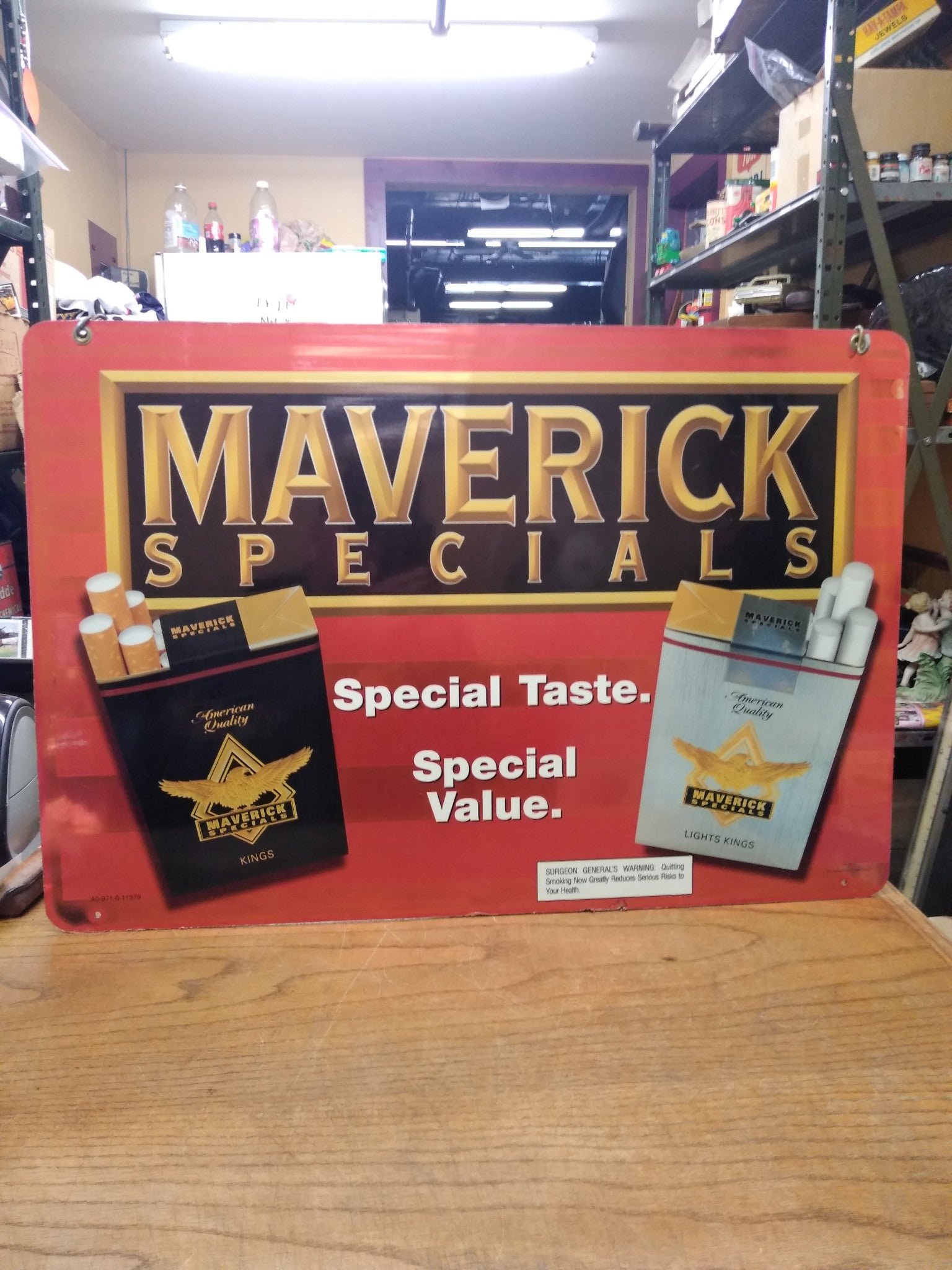 Vtg Maverick Cigarette Outdoor Indoor Advertising Plexiglass Sign 25+"  X 17+"