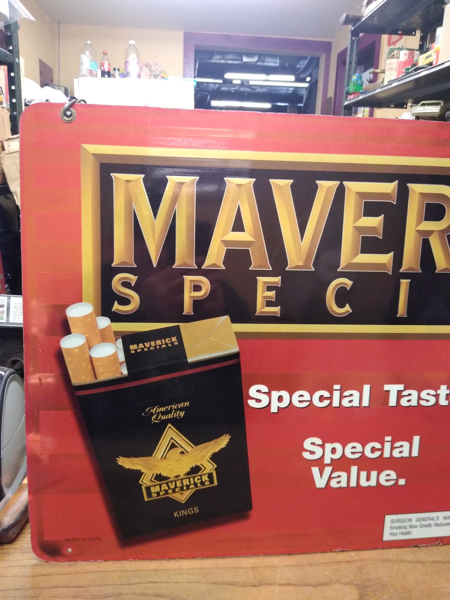 Vtg Maverick Cigarette Outdoor Indoor Advertising Plexiglass Sign 25+"  X 17+"