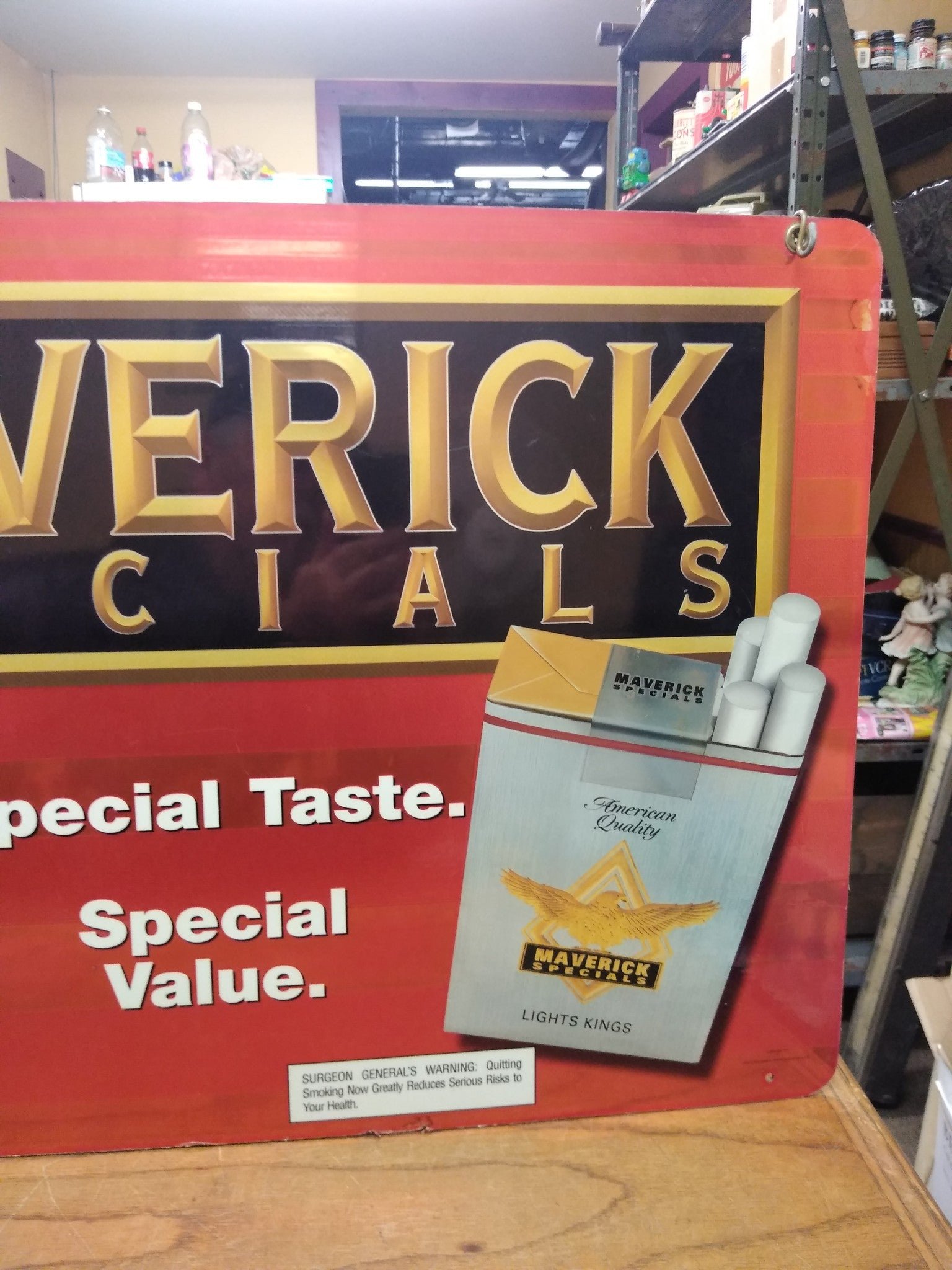 Vtg Maverick Cigarette Outdoor Indoor Advertising Plexiglass Sign 25+"  X 17+"