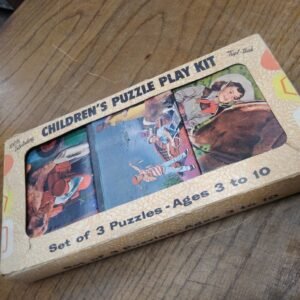 Vtg Tuco Puzzle Miniatures Set 3 Tripl-Thick Interlocking W/Box Pony Puppy Fish