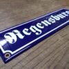 Vtg NOS Porcelain Enamel Steel Regensburg Sign 11+ Inch Cobalt Blue White!