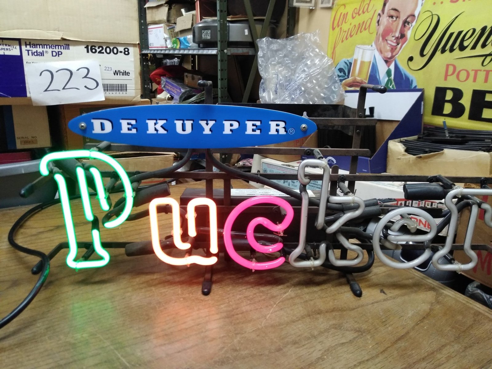 Dekuyper Pucker Beer Neon Light Hanging Window Table Bar Top Man Cave Wall Decor