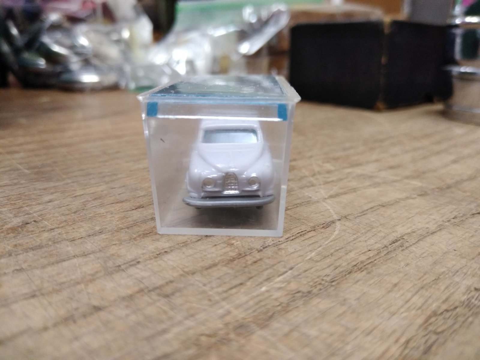 Vtg EKO SAAB 96 1/86 Scale Toy Micro Car in Display Case Made In Spain 1.75 Inch