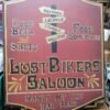 Vtg Lost Bikers Saloon Daytona Laconia Sturgis Hollister Wall Sign 18" x 15"