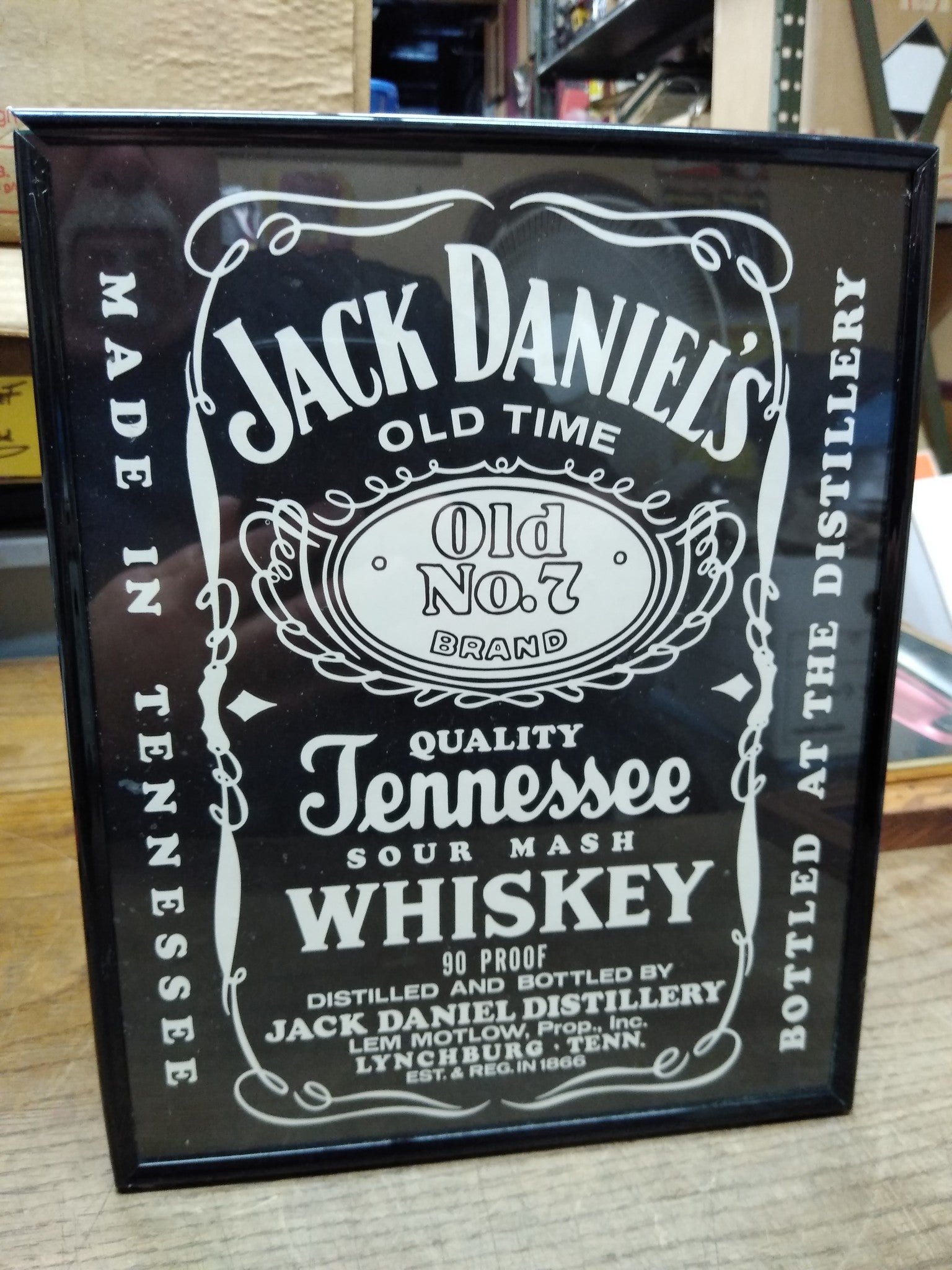 Vtg Framed Jack Daniels Old No.7 Brand Tennessee Whiskey Sign Picture 10" x 8"