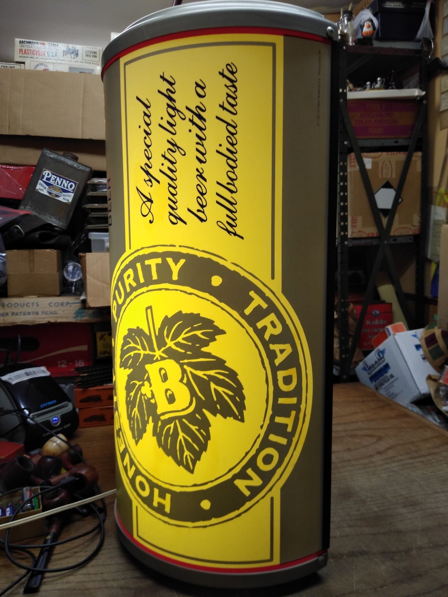 Vtg Pabst Cold Filtered Light Beer Can Illuminated Wall Hanging Bar Sign Works!