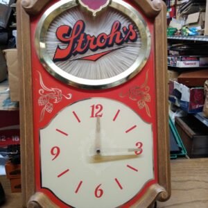 Vtg Stroh's Beer Clock Illuminated Wall Hanging Bar Sign 17" Parts Repair Lot!