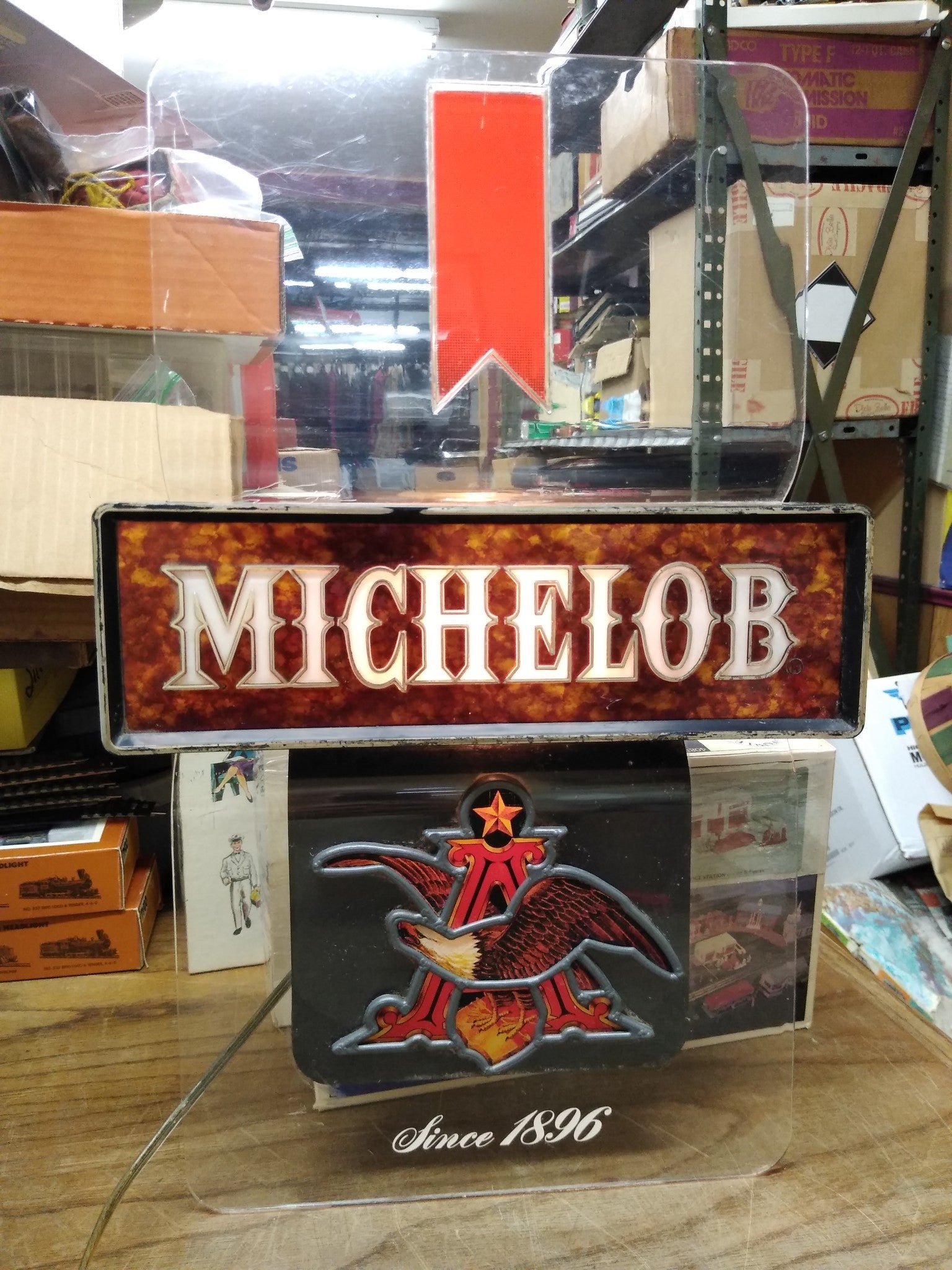 img20241008135447540.jpg Vtg Michelob Beer Illuminated Wall Hanging Bar Sign Lights Up!