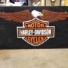 Vtg Harley Davidson Motorcycle Winged Eagle Logo Metal Sign Man Cave Bar 21 x 11