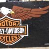Vtg Harley Davidson Motorcycle Winged Eagle Logo Metal Sign Man Cave Bar 21 x 11