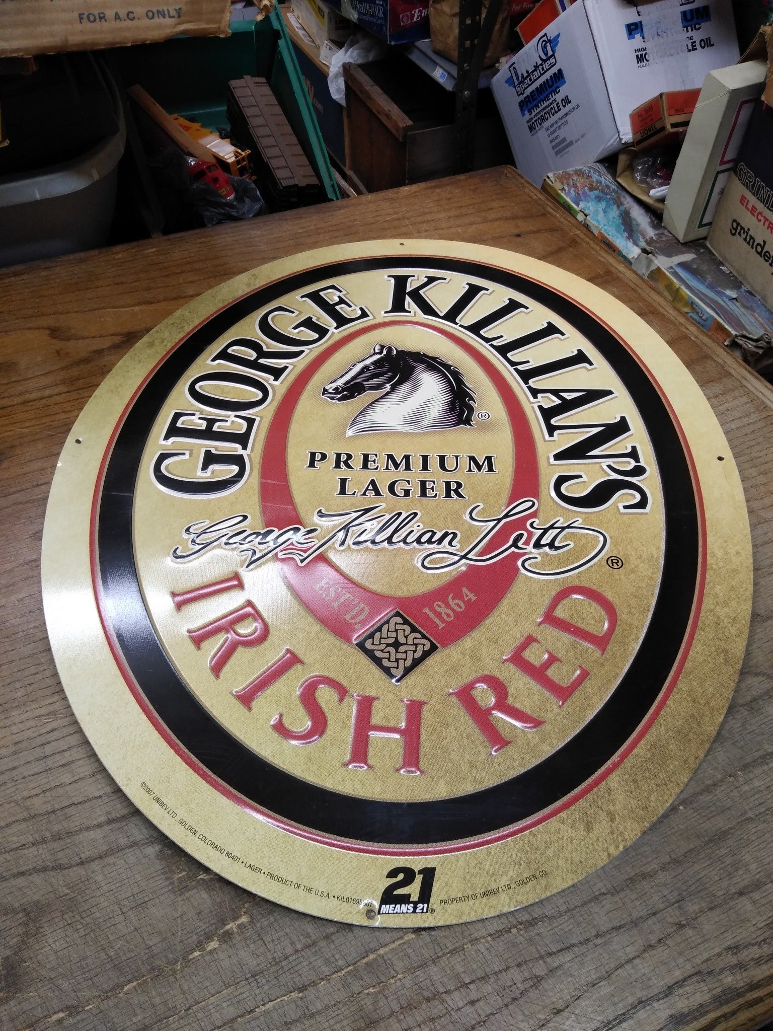 George Killian's Irish Red Premium Lager Beer Metal Oval Sign 24" x 18" Nice!