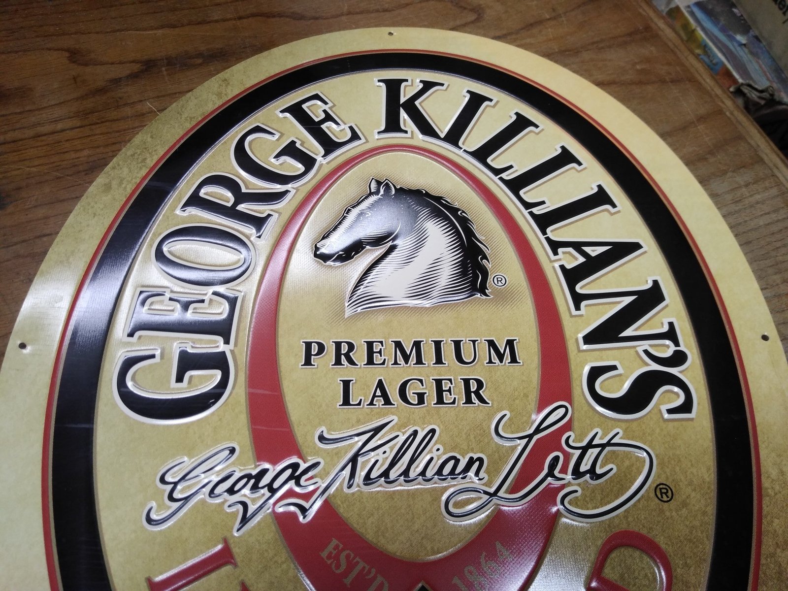 George Killian's Irish Red Premium Lager Beer Metal Oval Sign 24" x 18" Nice!