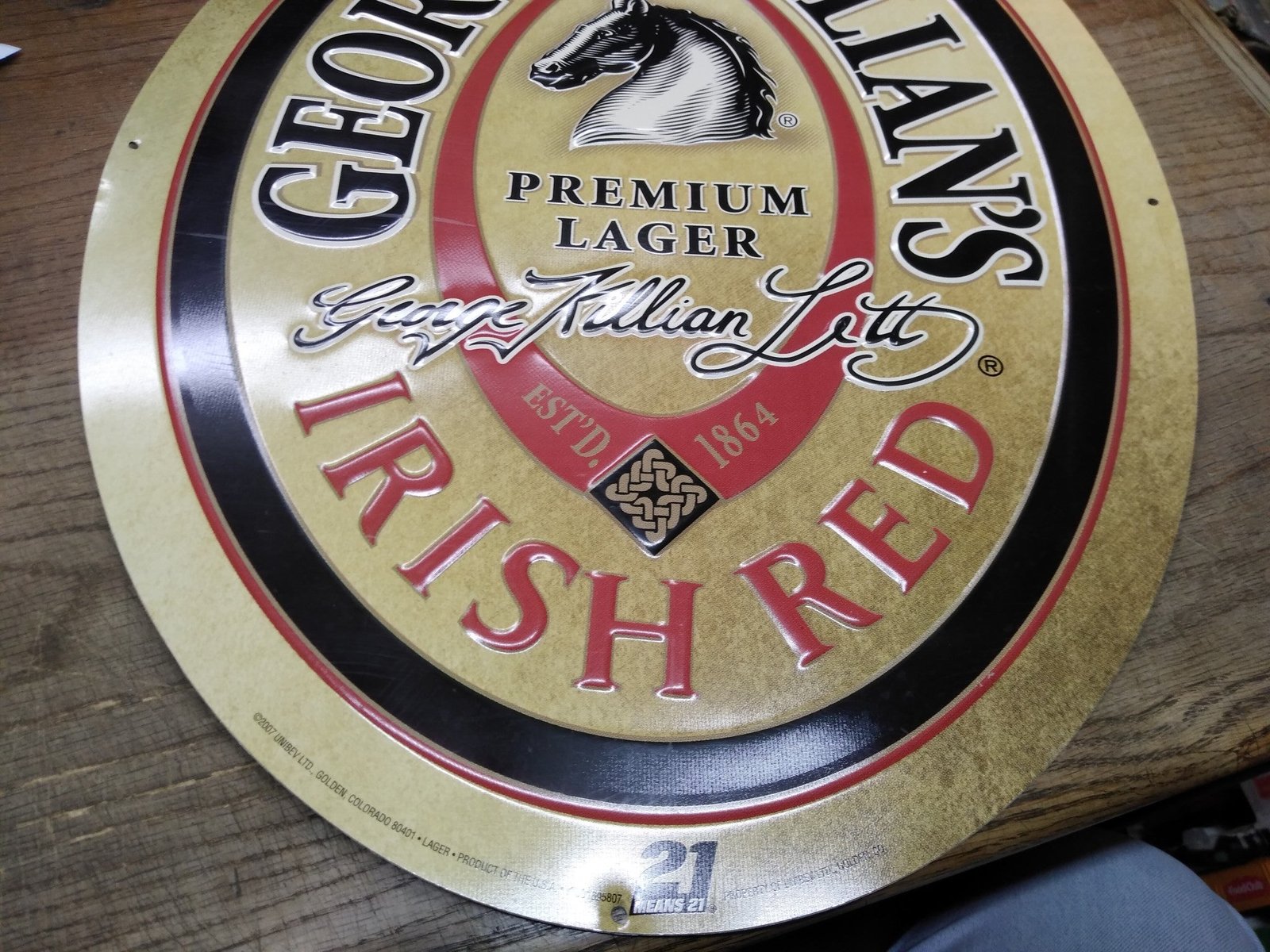 George Killian's Irish Red Premium Lager Beer Metal Oval Sign 24" x 18" Nice!