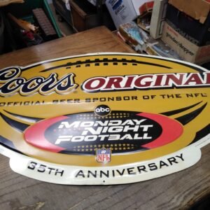 Coors Beer Monday Night Football 35th Anniversary Oval Metal Sign 31" x 20" Nice
