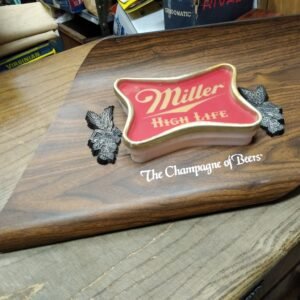 Vtg Miller High Life Champaign Of Bottled Beers Lighted Wood Grain Sign 25"x12"