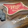 Vtg Miller High Life Champaign Of Bottled Beers Lighted Wood Grain Sign 25"x12"