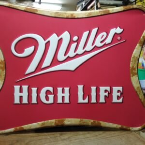 img20250609190944839.jpg Large Miller High Life Beer Red White Metal Man Cave Bar Wall Sign 30 in x 23 in