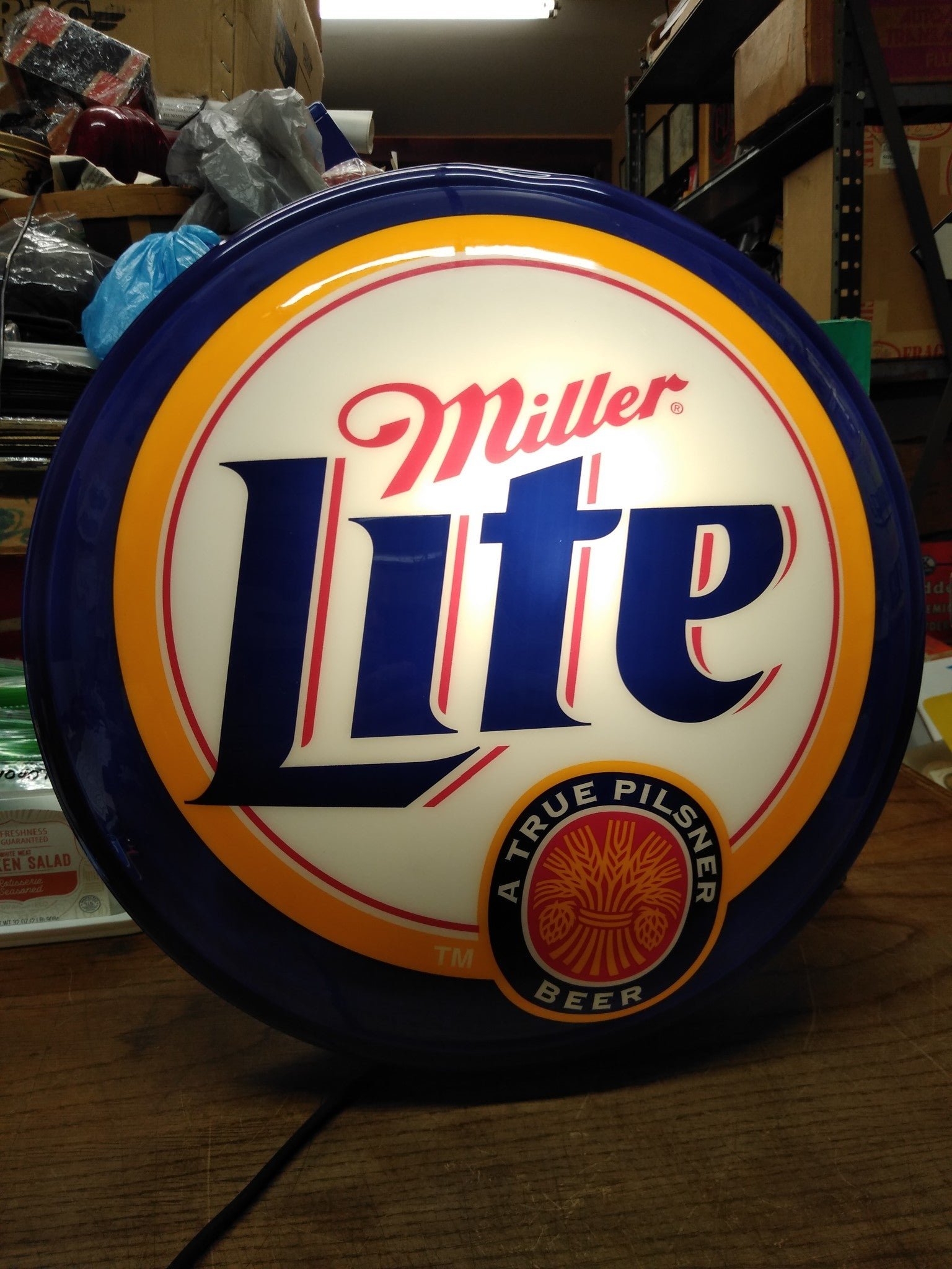 Vtg Miller Lite A True Pilsner Beer Wall Hanging Light Man Cave Bar 15" Working!