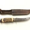 fixed blade bowie stag bone handle hunting survival knife made in Soling Japan