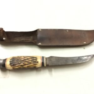 fixed blade bowie stag bone handle hunting survival knife made in Soling Japan