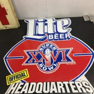 img2030.jpg Miller Lite Beer Official Headquarters Super Bowl XXVI 1990 NFL METAL SIGN 23x23