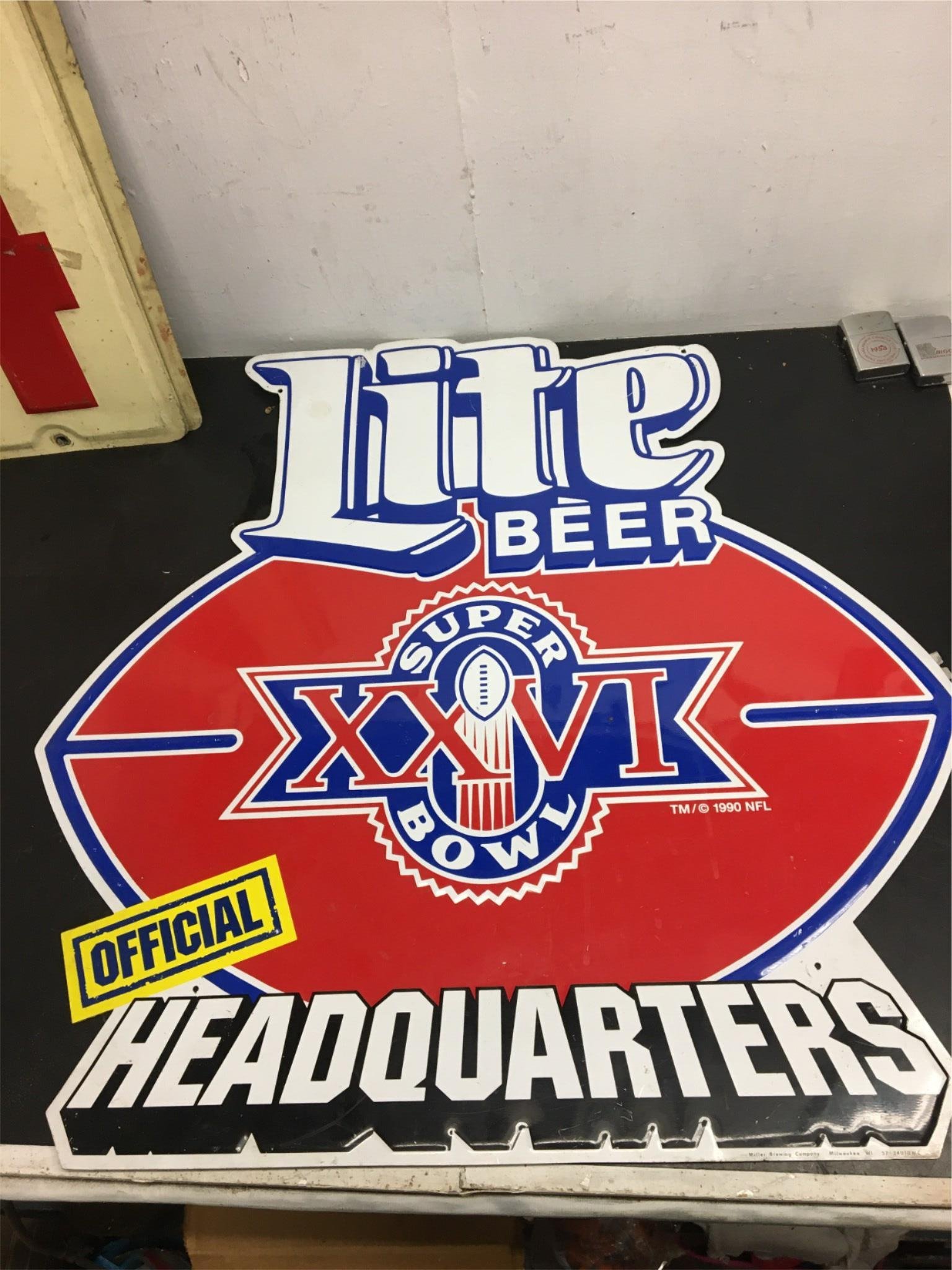 Miller Lite Beer Official Headquarters Super Bowl XXVI 1990 NFL METAL SIGN 23x23