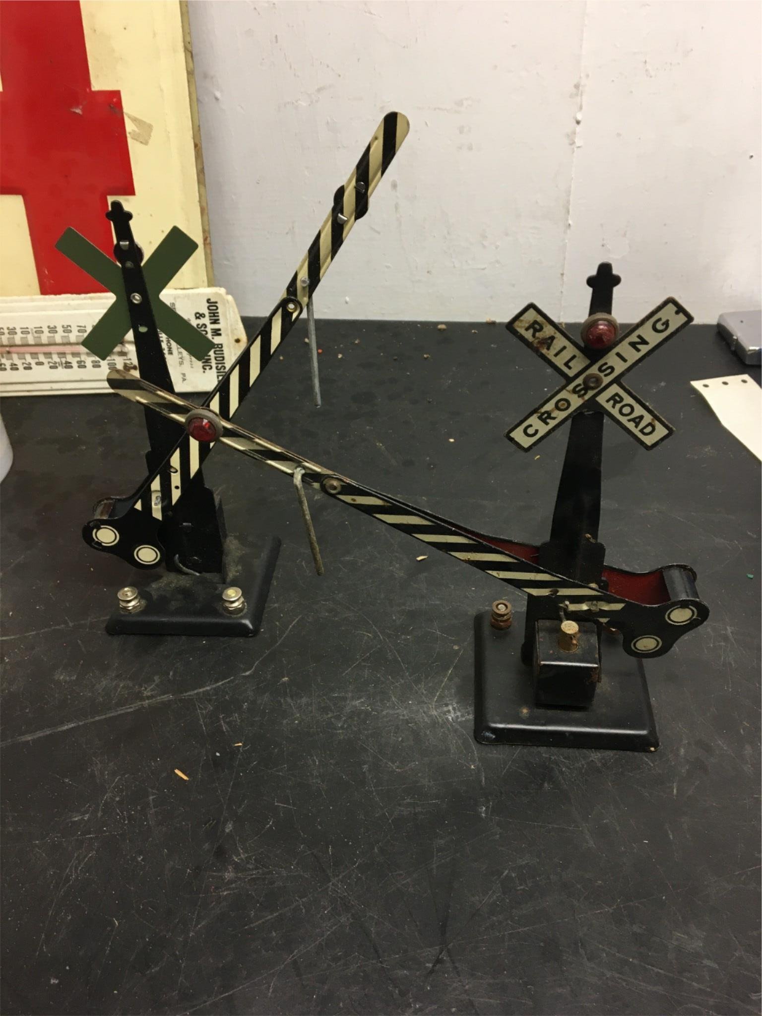 Vintage Louis Marx & Co. Inc. Rail Road Crossing Gate with electronic blinkers