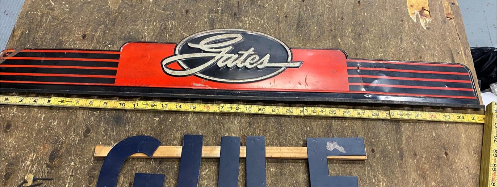 img2661.jpg 35" Gates belt Tin Sign Metal Advertising Auto Service Station Man Cave Garage!