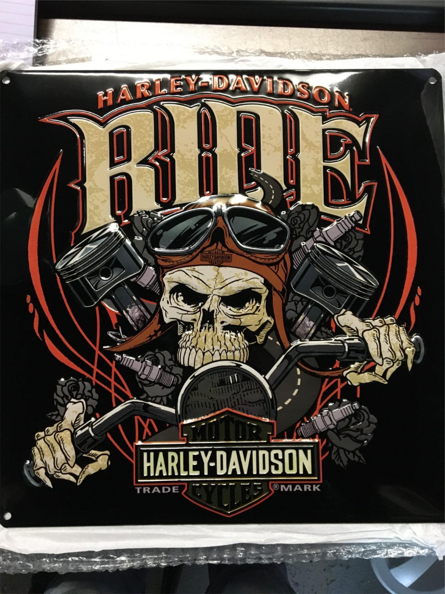 HARLEY DAVIDSON ANDE ROONEY RIDE BONE METAL SIGN MAN CAVE/GARAGE GREAT GIFT