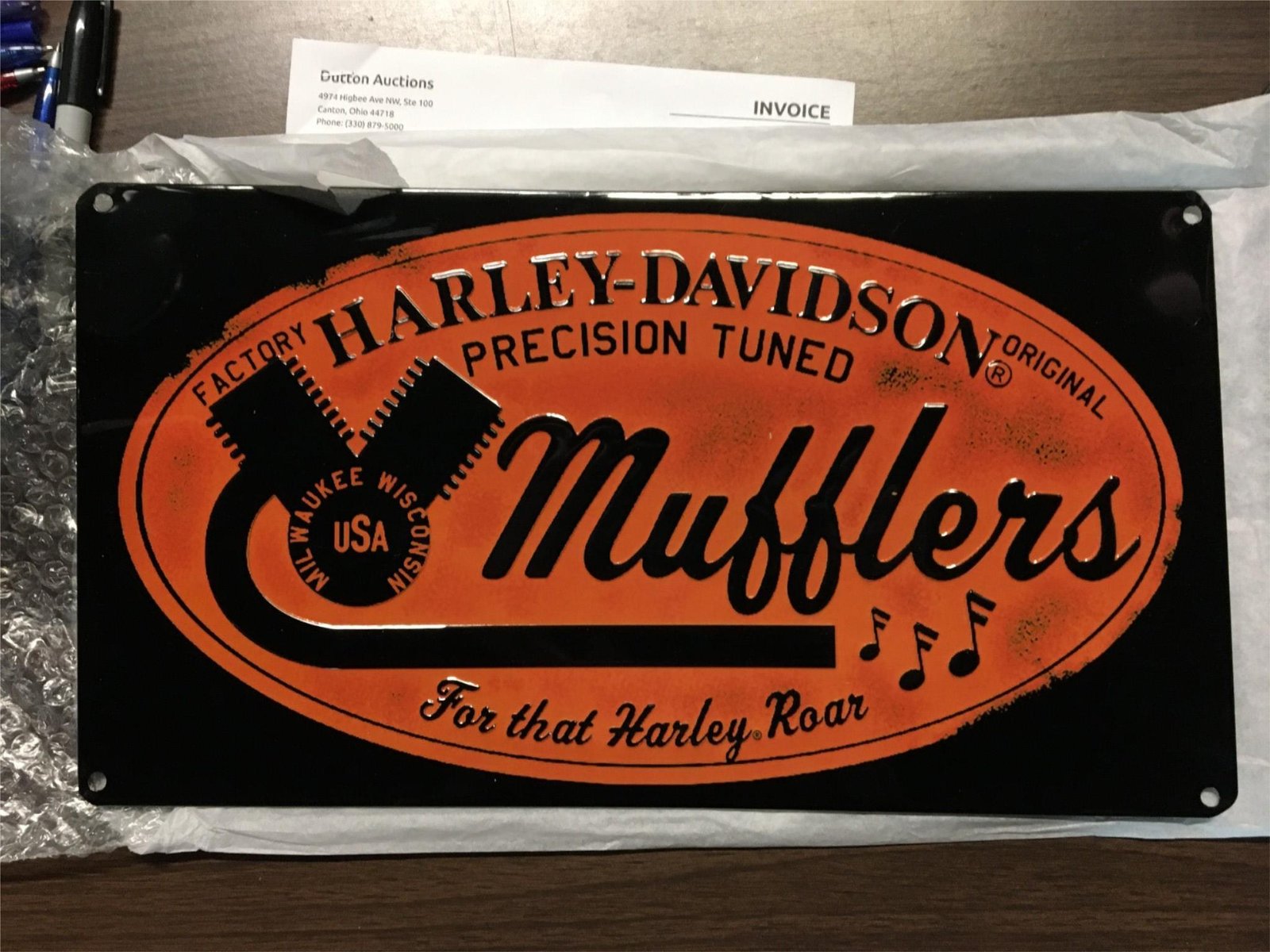 HARLEY DAVIDSON ANDE ROONEY H-D MUFFLERS OVAL METAL SIGN - MAN CAVE/GARAGE