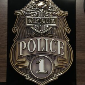 METAL SIGN FOR YOUR MAN CAVE - POLICE BADGE HARLEY DAVIDSON ANDE ROONEY