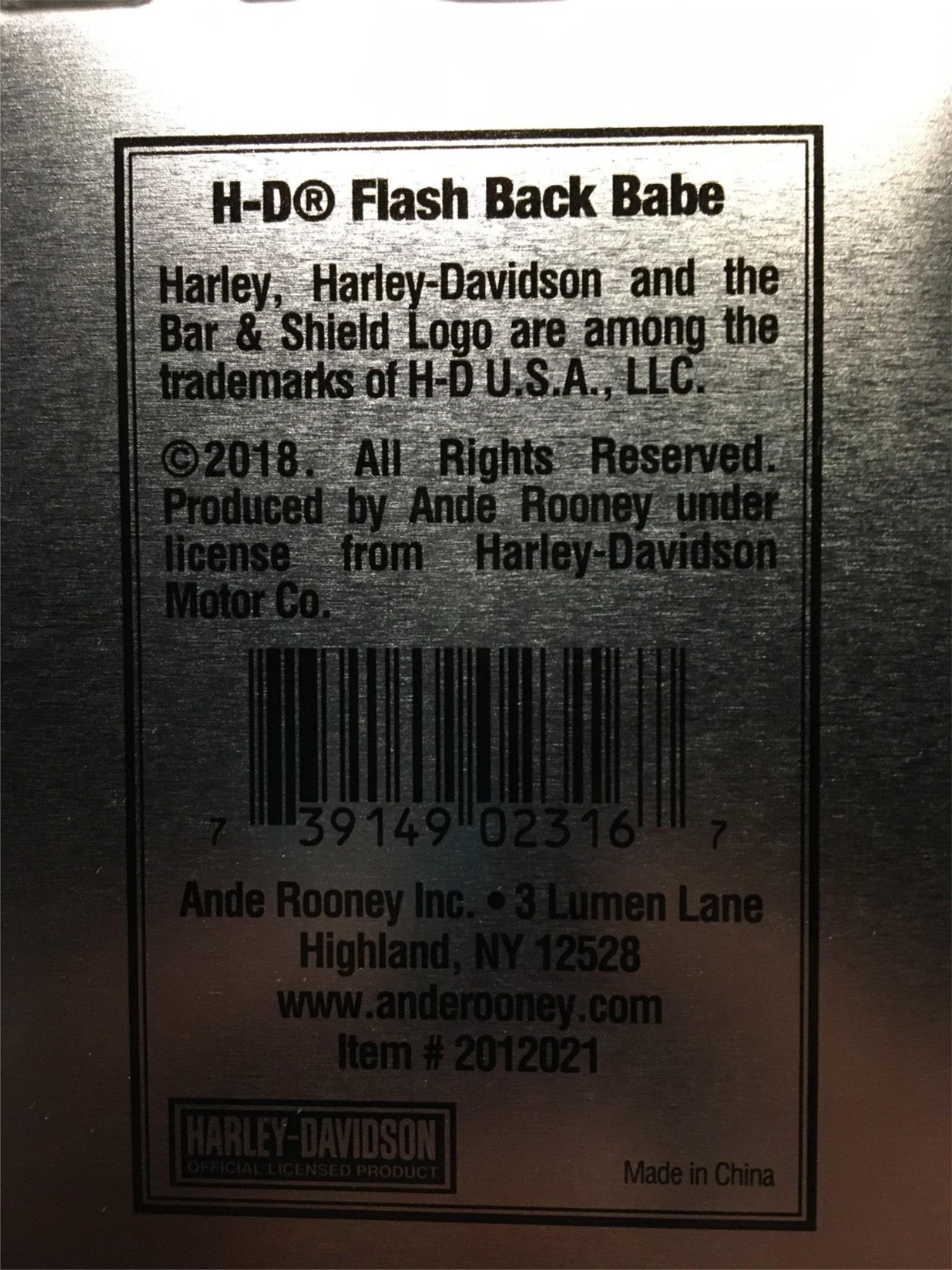 HARLEY DAVIDSON ANDE ROONEY METAL SIGN FOR YOUR MAN CAVE - FLASH BACK BABE