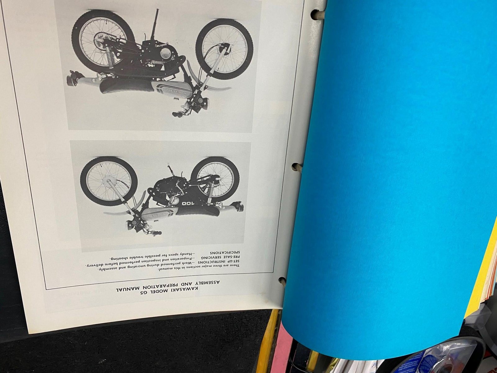img3192.jpg 1971 Kawasaki G5a 100cc Set up manual Factory Dealer Book Vintage Service Owners