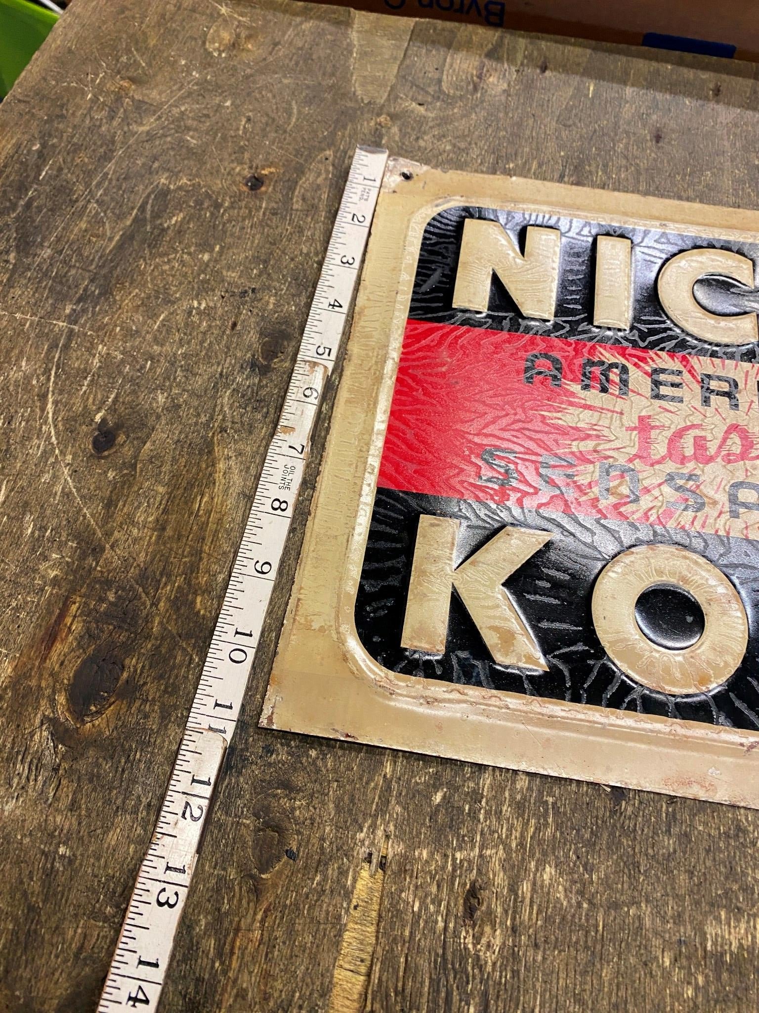 Vtg 1920's Nichol Kola Soda Advertising Tin Sign Antique 5 Cent Americas taste s