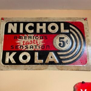 Vtg 1920's Nichol Kola Soda Advertising Tin Sign Antique 5 Cent Americas taste s