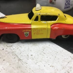 img3288-1.jpg Vintage AHI Tin Toy Yellow cab Taxi Safety First Japanese 50s friction Rare tin