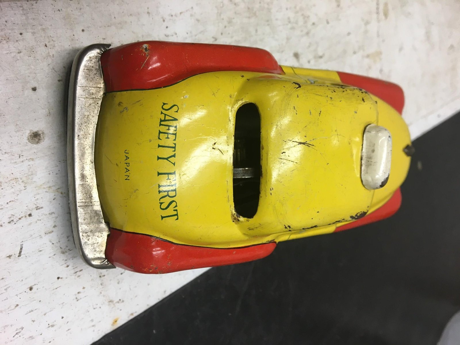Vintage AHI Tin Toy Yellow cab Taxi Safety First Japanese 50s friction Rare tin