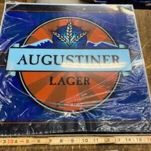 img3459_9939186b-dd6c-49d2-a13c-6f6eedc353b1.jpg Pittsburgh Brewing AUGUSTINER LAGER Beer Sign Advertising 17" Tavern Bar Man Cav