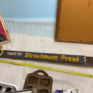 VINTAGE Stroehmann Bread Door Push Pull Metal Sign Handle Advertising Gen Store!