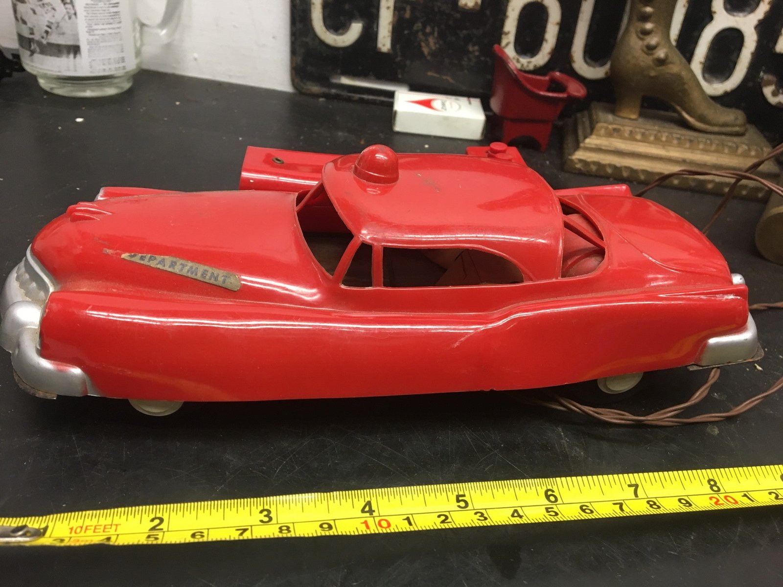 Vintage Red Andy Gard Fire Chief Car Battery Powered Remote Control Toy Vehicle