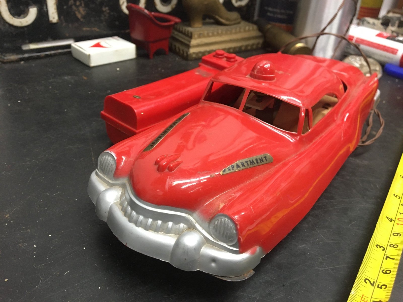 Vintage Red Andy Gard Fire Chief Car Battery Powered Remote Control Toy Vehicle