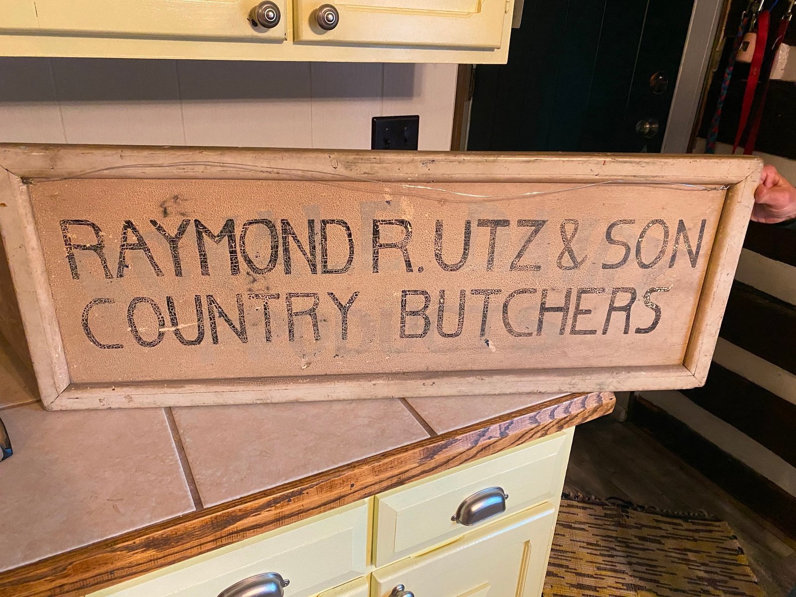 Royale Dairy Raymond Utz country Butcher Double Sided Vtg Sign Hanover Pa Store!
