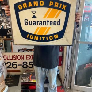 Vtg Grand Prix Guaranteed Ignition Tune Light Up Double sided Sign Oil Gas Servi