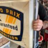 Vtg Grand Prix Guaranteed Ignition Tune Light Up Double sided Sign Oil Gas Servi